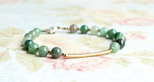Load image into Gallery viewer, 8" Aventurine And Bronze Bar Bracelet