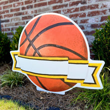 Load image into Gallery viewer, Basketball with Gold/Black Ribbon Garden Stake