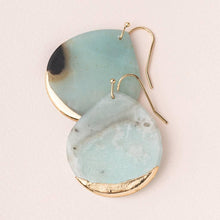 Load image into Gallery viewer, Amazonite Gold Stone Dipped Teardrop Earring
