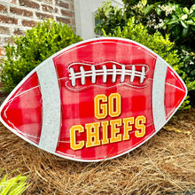 Load image into Gallery viewer, Go Chiefs Red Gingham Football Garden Stake