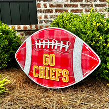 Load image into Gallery viewer, Go Chiefs Red Gingham Football Garden Stake