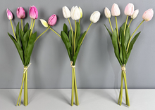 Load image into Gallery viewer, Sweet Home Deco - 19''T Real Touch Tulips bunch, Faux Tulips Spring Flowers: Hot Pink