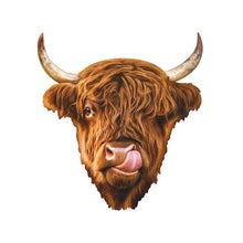Load image into Gallery viewer, Masterpieces Puzzles - Furry Puzzle - Highland Cow 48 Piece Shaped Puzzle