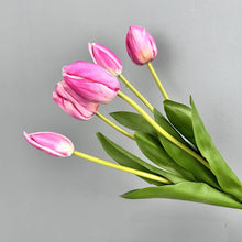 Load image into Gallery viewer, Sweet Home Deco - 19''T Real Touch Tulips bunch, Faux Tulips Spring Flowers: Hot Pink