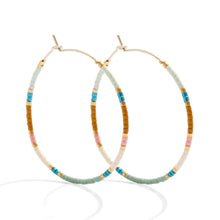 Load image into Gallery viewer, White/Blue Hoop Earings | Miyuki Delica | Splendid Iris