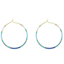 Load image into Gallery viewer, White/Blue Hoop Earings | Miyuki Delica | Splendid Iris
