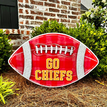 Load image into Gallery viewer, Go Chiefs Red Gingham Football Garden Stake
