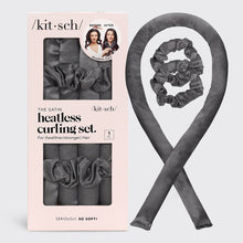 Load image into Gallery viewer, Charcoal | Satin Heatless Curling Set | KITSCH