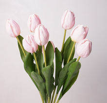Load image into Gallery viewer, Sweet Home Deco - 19''T Real Touch Tulips bunch, Faux Tulips Spring Flowers: Hot Pink