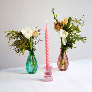 Small Hot Pink Glass | Candle Holder