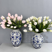 Load image into Gallery viewer, Sweet Home Deco - 19''T Real Touch Tulips bunch, Faux Tulips Spring Flowers: Hot Pink