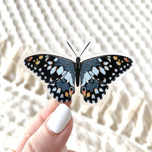 Load image into Gallery viewer, Sticker Blue Speckled Butterfly, 2.5x1.5in