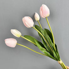 Load image into Gallery viewer, Sweet Home Deco - 19''T Real Touch Tulips bunch, Faux Tulips Spring Flowers: Hot Pink