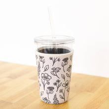 Load image into Gallery viewer, Drink Sleeve, Iced Coffee Koozie, Drink Cover: Large | Pressed Floral | Elyse Breanne Design