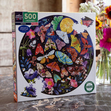 Load image into Gallery viewer, Puzzle | Moths 500 Piece Round Adult Jigsaw Puzzle | eeBoo