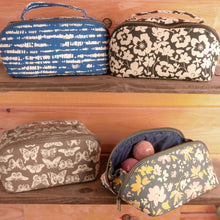 Load image into Gallery viewer, Zip Cosmetic Bag: Navy Floral | Karma