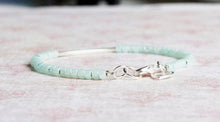 Load image into Gallery viewer, 7" Light Green Sterling Silver Bar Bracelet