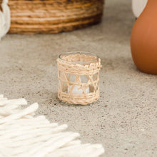Load image into Gallery viewer, Woven Straw & Glass Votive Candle Holder - Natural