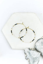 Load image into Gallery viewer, White/Blue Hoop Earings | Miyuki Delica | Splendid Iris