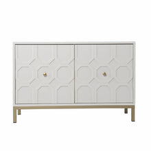 Load image into Gallery viewer, HomeRoots - White and Gold Moroccan Dynasty Two Door Accent Cabinet
