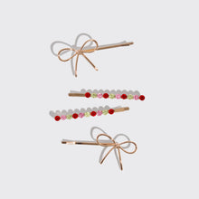 Load image into Gallery viewer, Gemstone and Bow Bobby Pins 4pc Set | KITSCH