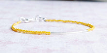 Load image into Gallery viewer, 8" Canary Yellow Seed Beads And Sterling Silver Bar Bracelet
