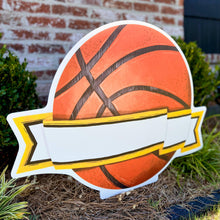 Load image into Gallery viewer, Basketball with Gold/Black Ribbon Garden Stake