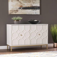 Load image into Gallery viewer, HomeRoots - White and Gold Moroccan Dynasty Two Door Accent Cabinet