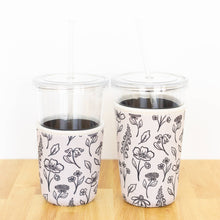 Load image into Gallery viewer, Drink Sleeve, Iced Coffee Koozie, Drink Cover: Large | Pressed Floral | Elyse Breanne Design