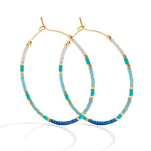 Load image into Gallery viewer, White/Blue Hoop Earings | Miyuki Delica | Splendid Iris