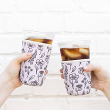 Load image into Gallery viewer, Drink Sleeve, Iced Coffee Koozie, Drink Cover: Large | Pressed Floral | Elyse Breanne Design