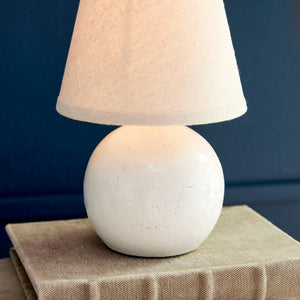 Leland Mini Lamp: White / Ceramic Fabric Wiring