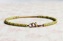 Load image into Gallery viewer, 7&quot; Olive Green Bronze Bar Bracelet
