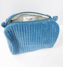 Load image into Gallery viewer, Blue Velvet Cosmetic Pouch
