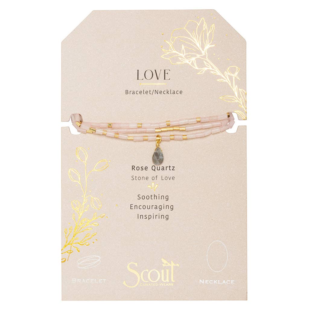 Gold Love Teardrop Stone Wrap Rose Quartz | Labradorite | Scout Curated Wears