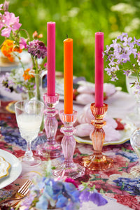 Hot Pink Glass | Candlestick Holder | Valentine's Day Décor