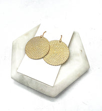 Load image into Gallery viewer, Gold Embossed Disc Metal Statement Earrings
