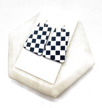 Load image into Gallery viewer, Black White Checkered Belle Acrylic Statement Earrings
