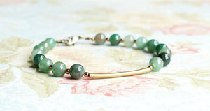8" Aventurine And Bronze Bar Bracelet