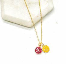 Load image into Gallery viewer, Red Yellow KC Enamel Charm Chiefs Kansas City Necklace
