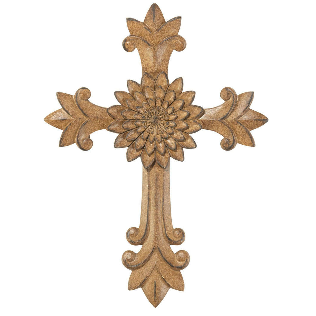 Brown Medallion Resin Wall Cross 11.5in |Dicksons