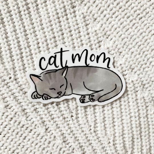 Sticker Cat Mom 2x3in