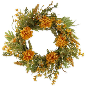 Wreath Fall Mums Mustard 23.5"