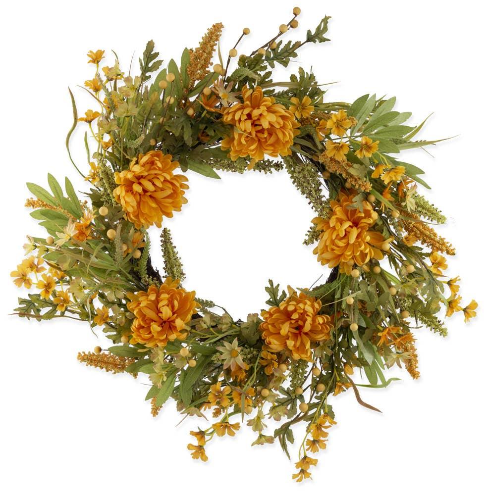 Wreath Fall Mums Mustard 23.5