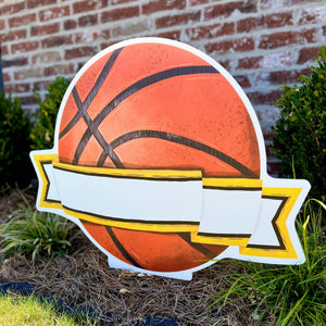 Basketball with Gold/Black Ribbon Garden Stake