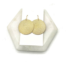 Load image into Gallery viewer, Gold Embossed Disc Metal Statement Earrings

