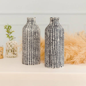 Black Tribal Patterned Decorative Table Vase