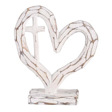 Load image into Gallery viewer, Tabletop Heart With Cross White 7.5H | Dicksons
