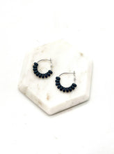 Load image into Gallery viewer, Black Clay Beaded Statement Hoop Earrings
