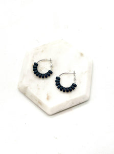 Black Clay Beaded Statement Hoop Earrings